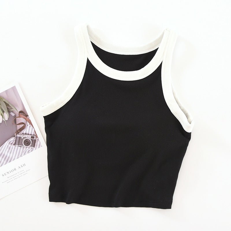 Contrast Edge Built - In Bra Tank – Bold Lines, Seamless Support! - Zero Bra