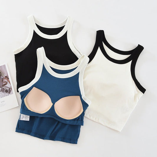 Contrast Edge Built - In Bra Tank – Bold Lines, Seamless Support! - Zero Bra