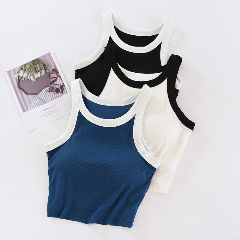 Contrast Edge Built - In Bra Tank – Bold Lines, Seamless Support! - Zero Bra