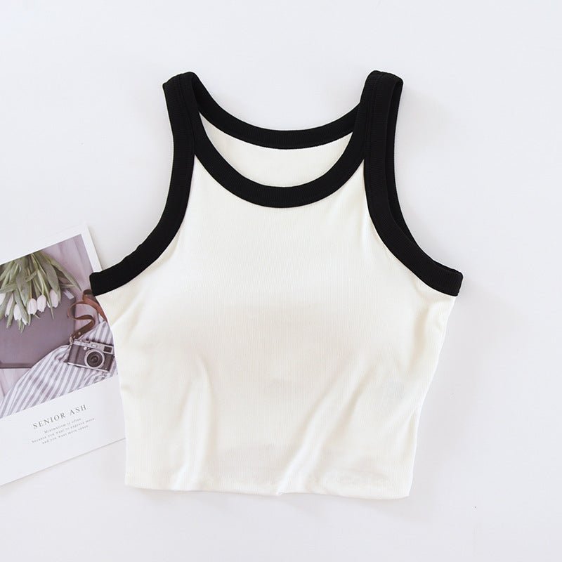 Contrast Edge Built - In Bra Tank – Bold Lines, Seamless Support! - Zero Bra