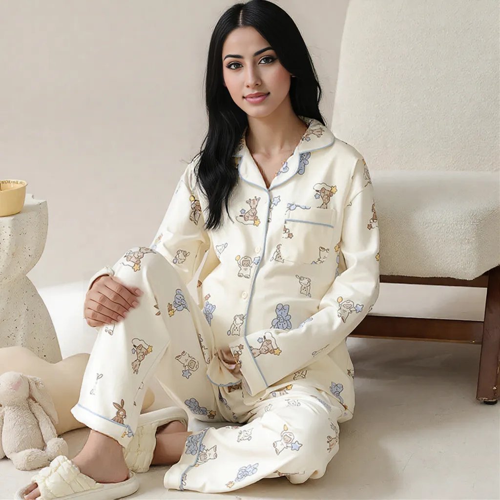 Cream Teddy Maternity & Nursing Padded PJ Set – Mama Cozy & Cute - Zero Bra
