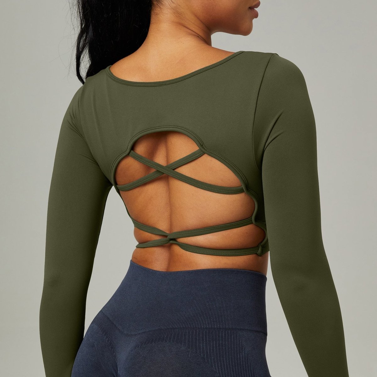 Crisscross Open - Back Long Sleeve Built - In Bra Top – Sleek & Sculpting - Zero Bra