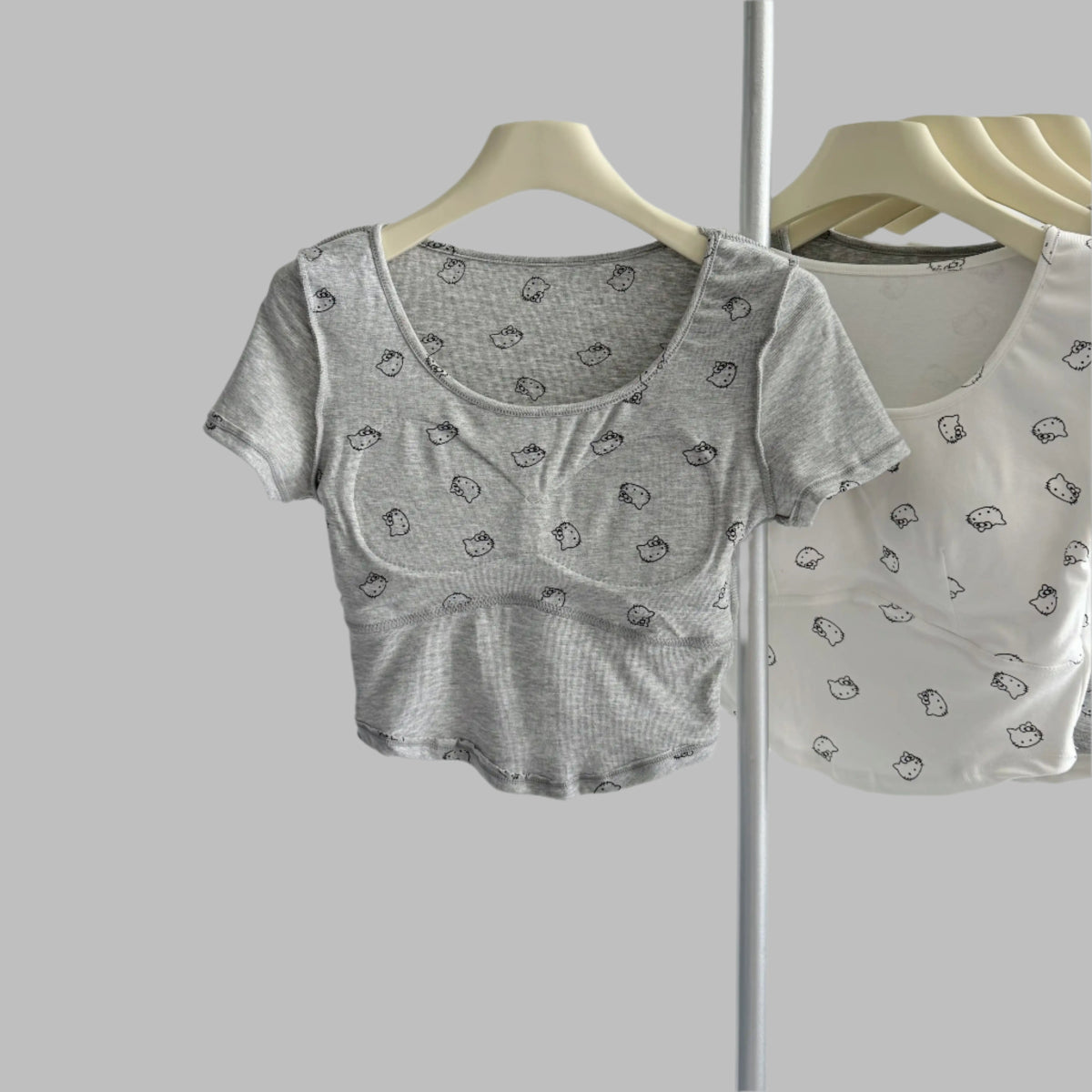 Cute Kitty Print Built - In Bra Top – Playful & Comfy - Zero Bra