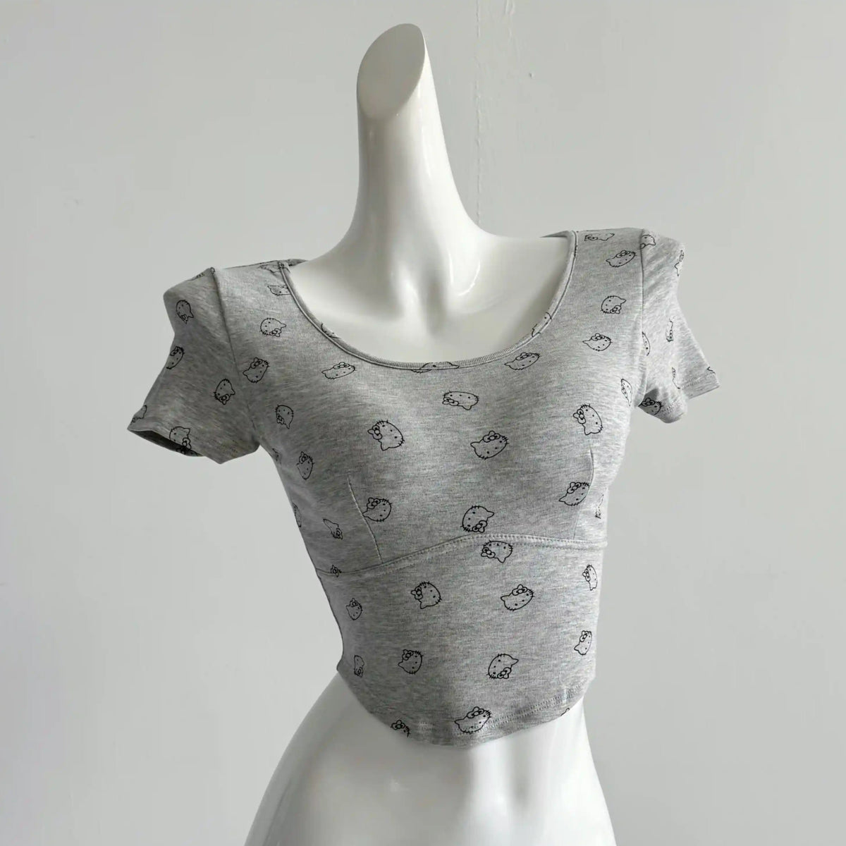 Cute Kitty Print Built - In Bra Top – Playful & Comfy - Zero Bra