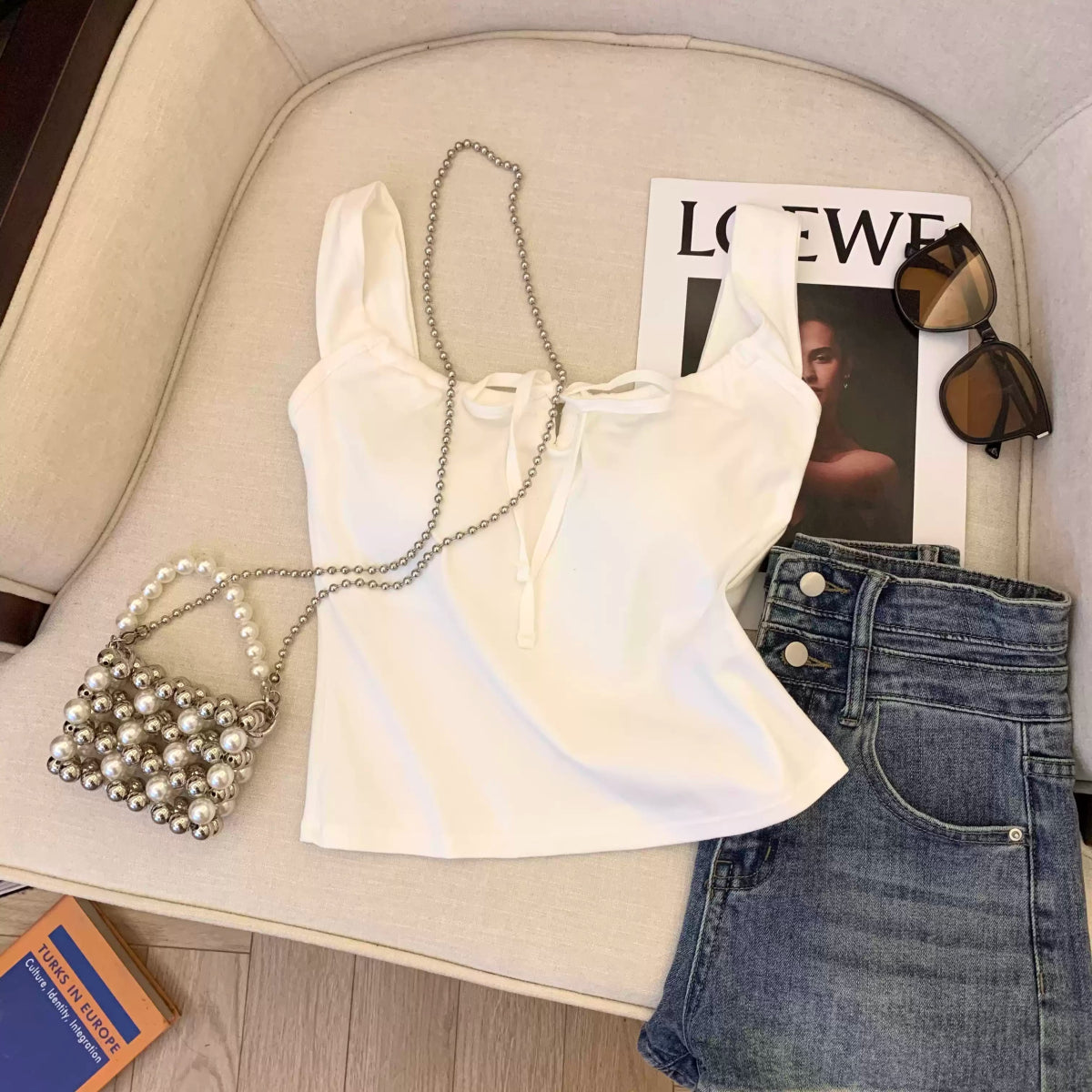 Cute Ribbon - Tie Built - In Bra Tank – Playful & Stylish - Zero Bra