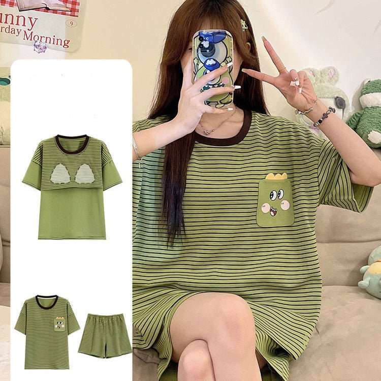 Dino Pocket PJ Set – With Padded Cozy Fun - Zero Bra
