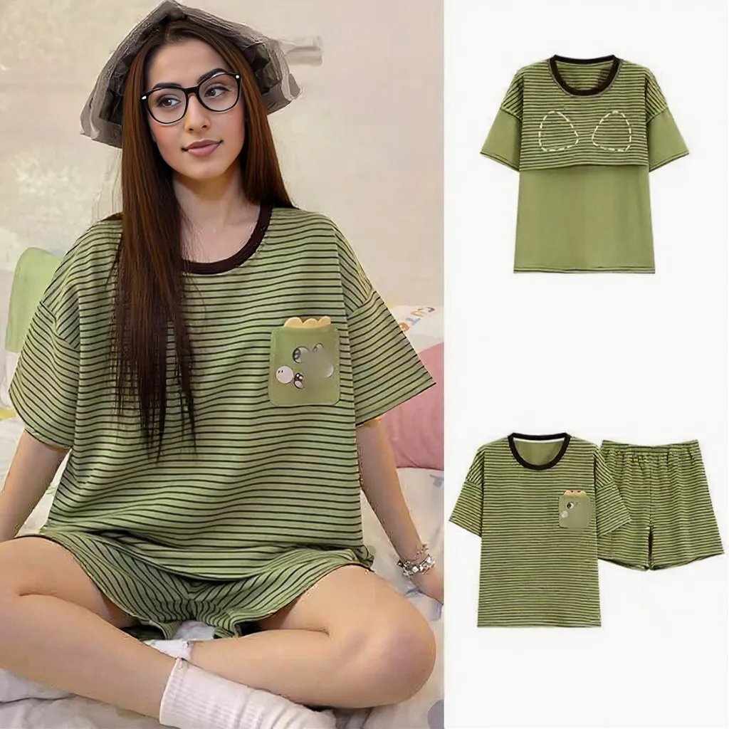 Dino Pocket PJ Set – With Padded Cozy Fun - Zero Bra
