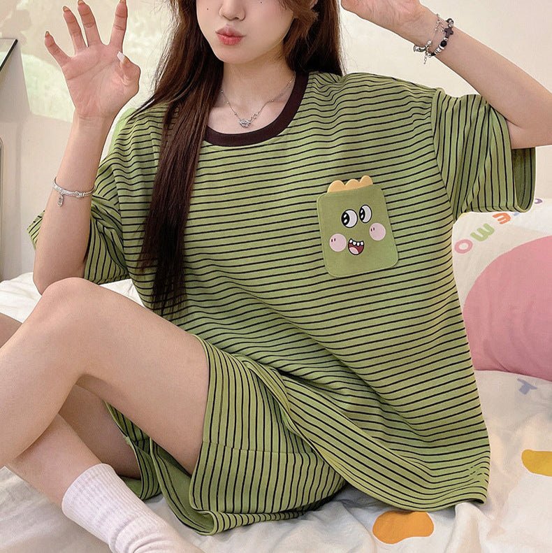 Dino Pocket PJ Set – With Padded Cozy Fun - Zero Bra