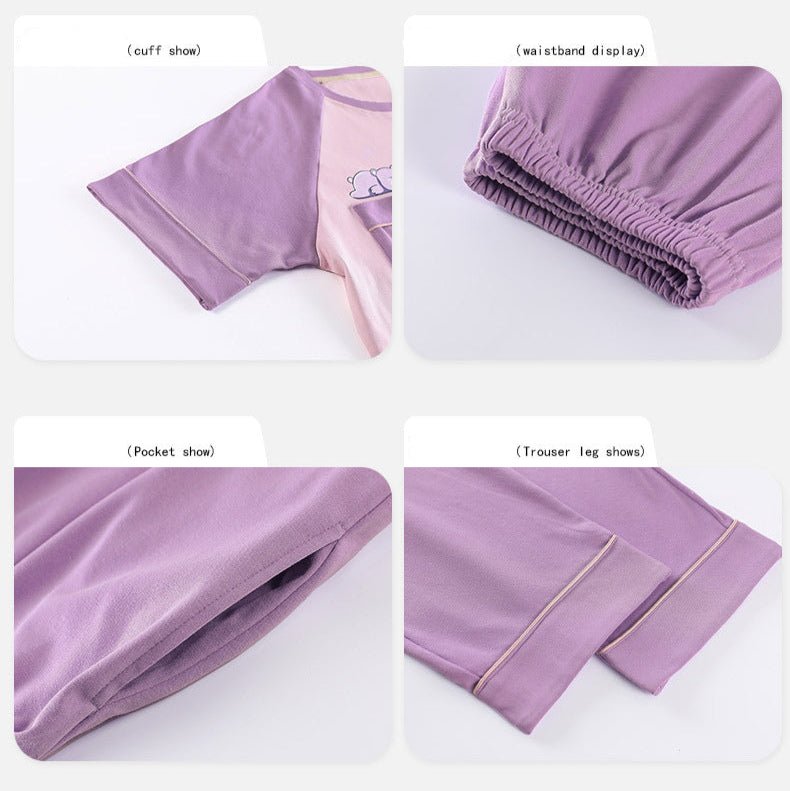 Dreamy Lilac Bear PJ Set – With Padded Charm - Zero Bra