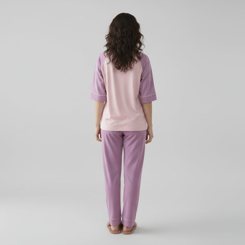 Dreamy Lilac Bear PJ Set – With Padded Charm - Zero Bra