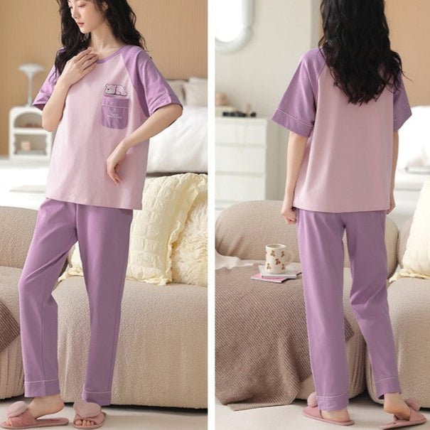 Dreamy Lilac Bear PJ Set – With Padded Charm - Zero Bra