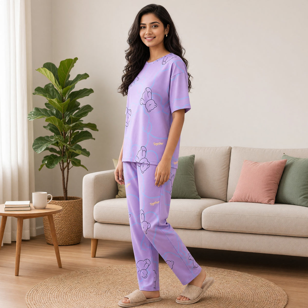 Dreamy Teddy Padded Night Suit