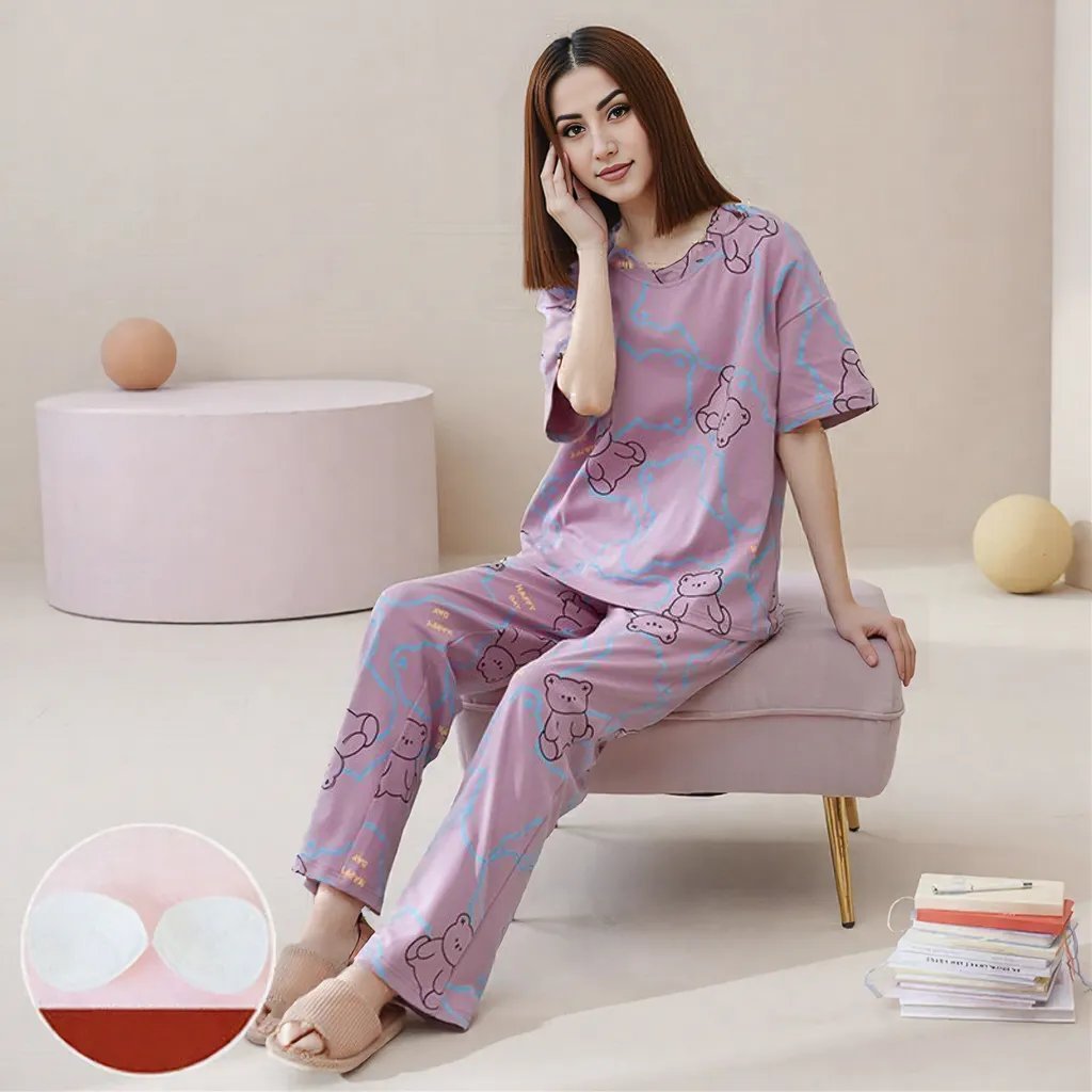 Dreamy Teddy PJ Set – With Padded Comfort - Zero Bra
