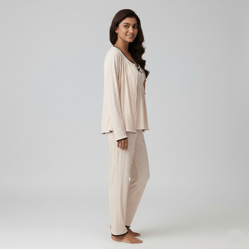 Elegant 3 - Piece Padded Pajama Set – Cozy & Chic - Zero Bra