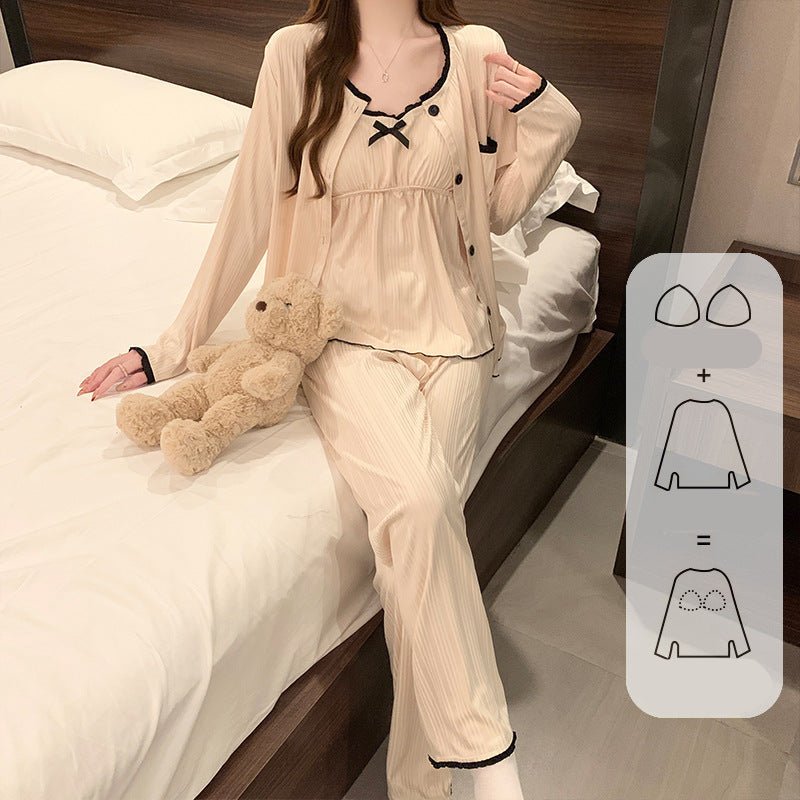 Elegant 3 - Piece Padded Pajama Set – Cozy & Chic - Zero Bra