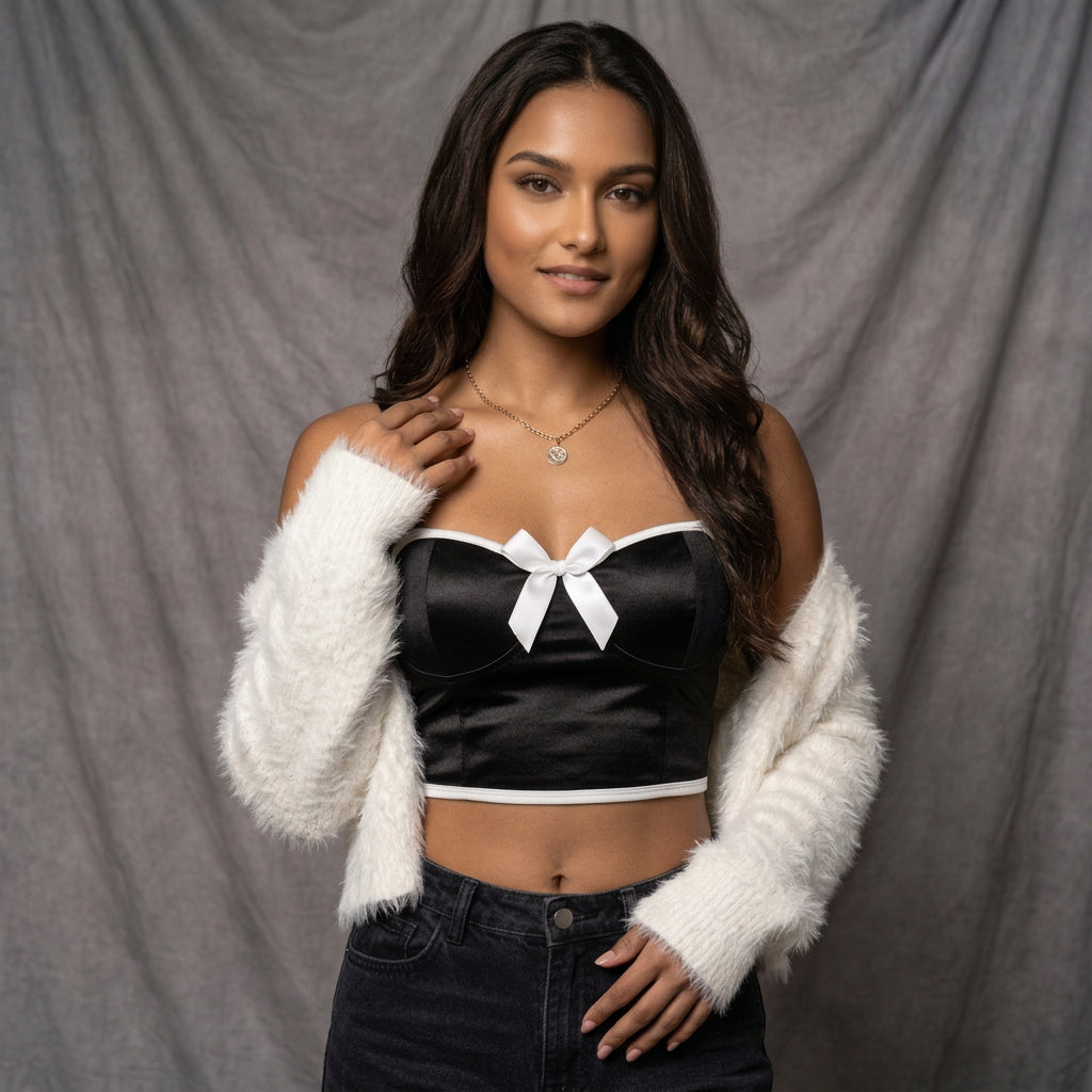 Elegant Bow - Tie Built - In Bra Bustier – Chic & Feminine - Zero Bra