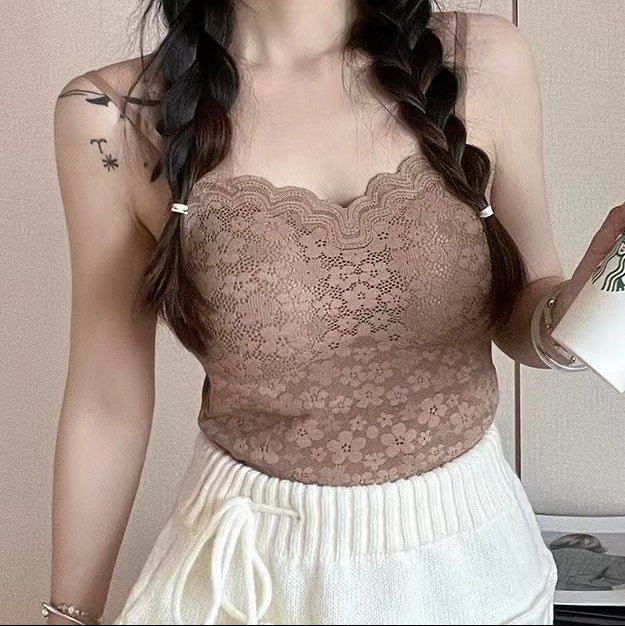 Elegant Floral Lace Built - In Bra Cami – Romantic & Chic - Zero Bra