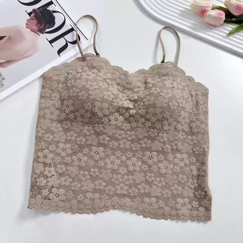 Elegant Floral Lace Built - In Bra Cami – Romantic & Chic - Zero Bra