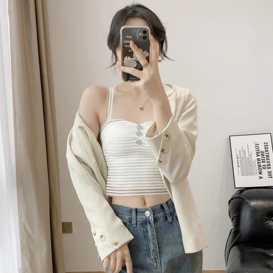 Elegant Knit Built - In Bra Top – Vintage Chic & Feminine - Zero Bra