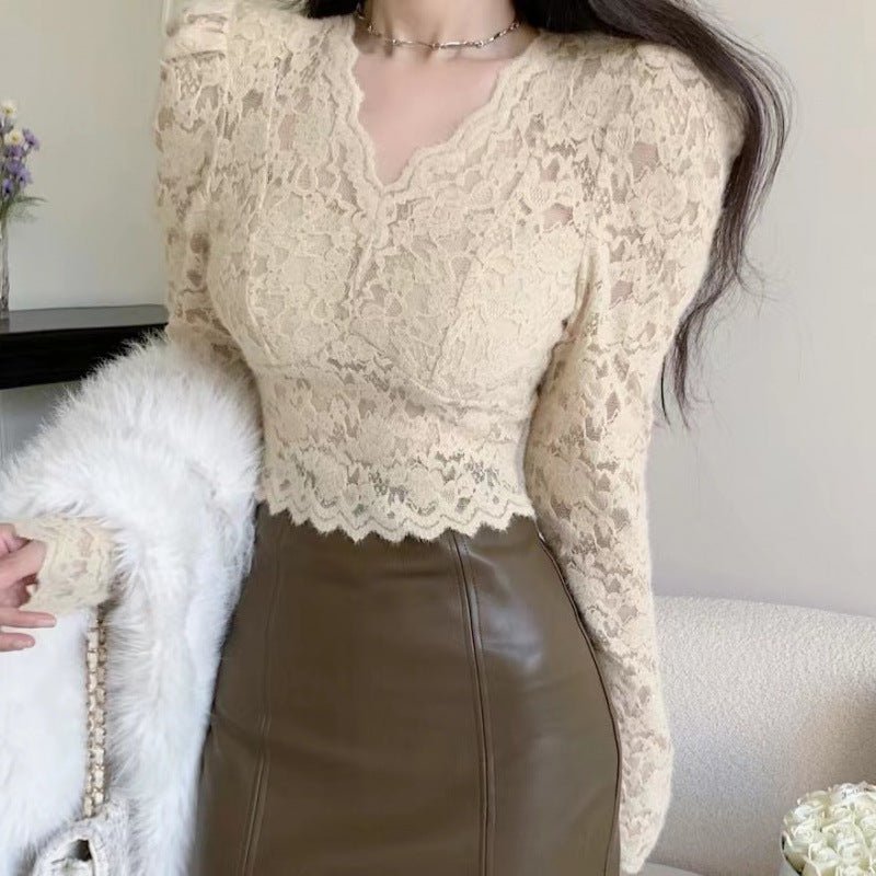 Elegant Lace Long - Sleeve Top – The Ultimate Statement Piece! - Zero Bra