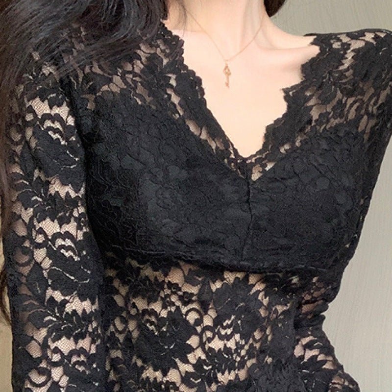 Elegant Lace Long - Sleeve Top – The Ultimate Statement Piece! - Zero Bra