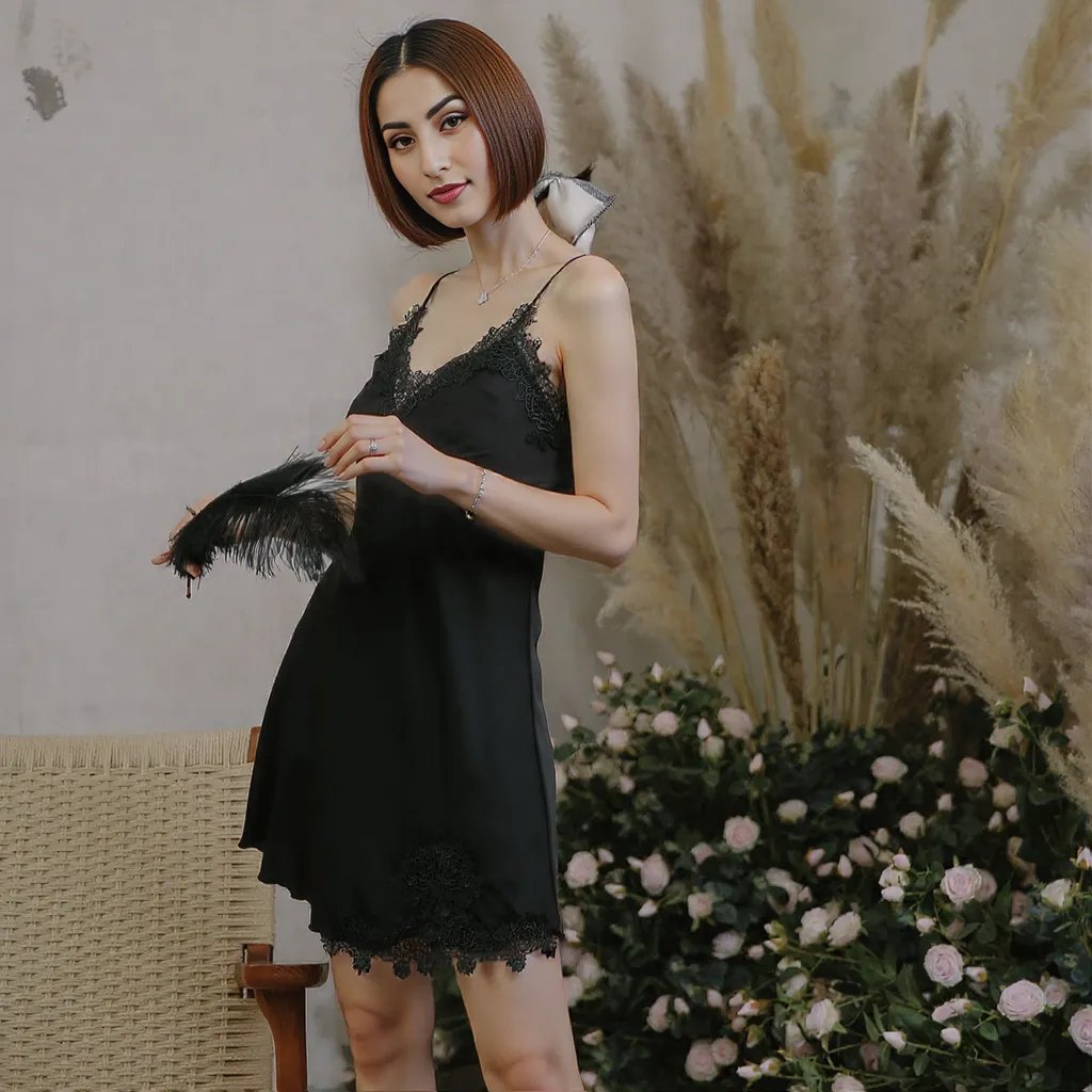 Elegant Satin Slip Dress with Padded – Luxe Comfort Meets Sophistication - Zero Bra