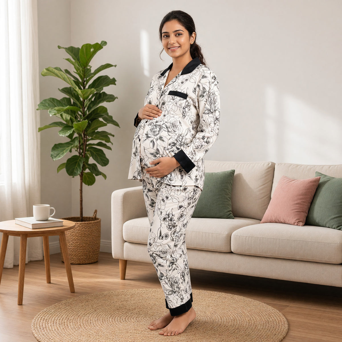 Floral Elegance Padded Feeding Night Suit
