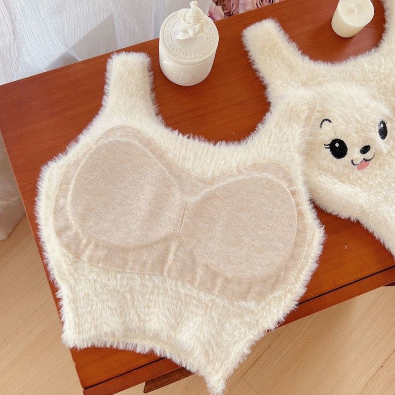 Fluffy Kawaii Animal Built - In Bra Top – Cozy & Cute - Zero Bra