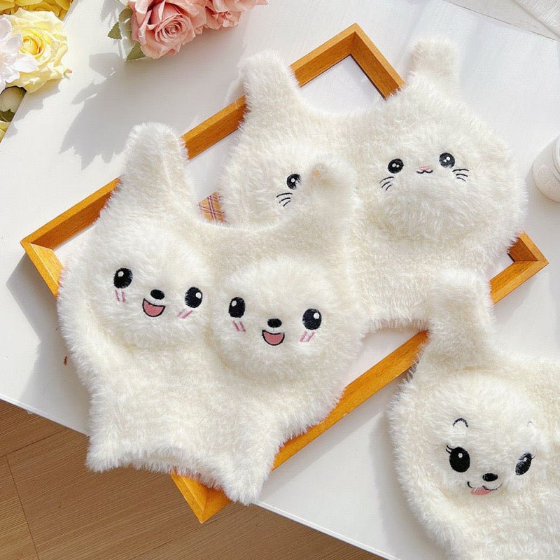 Fluffy Kawaii Animal Built - In Bra Top – Cozy & Cute - Zero Bra
