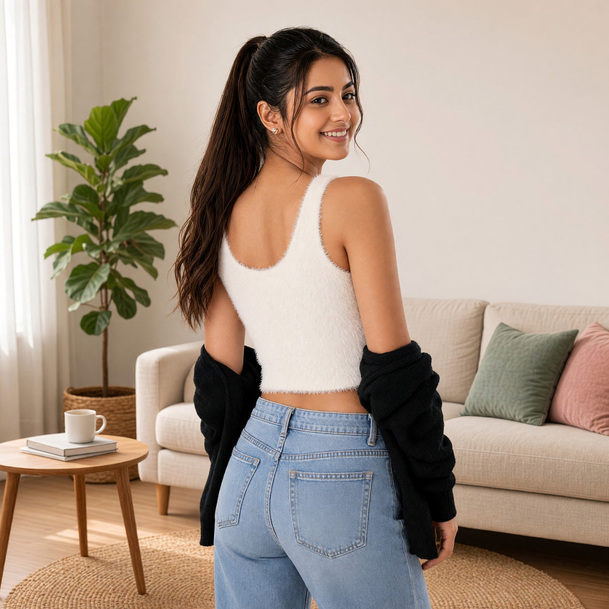 Fuzzy Cozy Built-in Bra Top