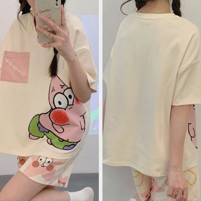 Goofy Starfish Built - In Bra PJ Set – Blush Patrick Vibes - Zero Bra