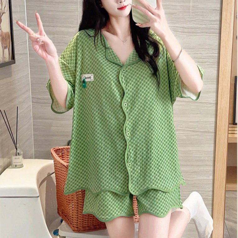 Green Check Vibes Pajama Set – Built - In Bra Edition - Zero Bra