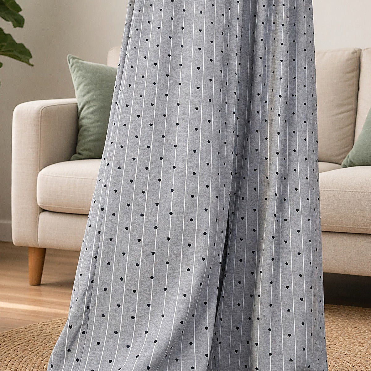 Grey Heart Wide-Leg Lounge Pants