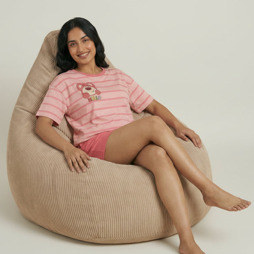 Hello Bear Stripes PJ Set – With Padded Comfort - Zero Bra