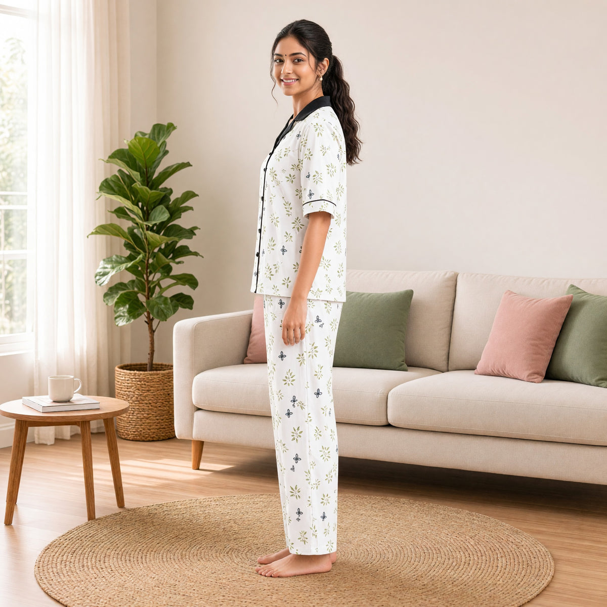 Ivory Butterfly Padded Frog-Button PJ Set