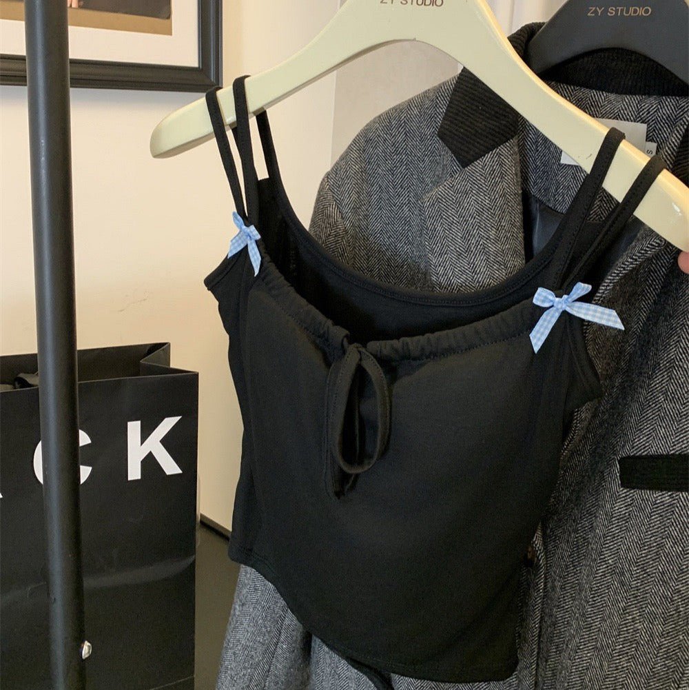 Kawaii Ribbon Strap Built - In Bra Cami – Cute & Comfy - Zero Bra