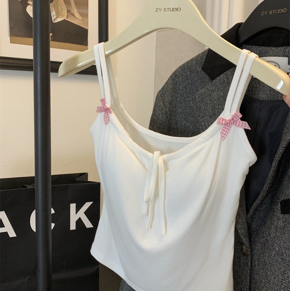 Kawaii Ribbon Strap Built - In Bra Cami – Cute & Comfy - Zero Bra