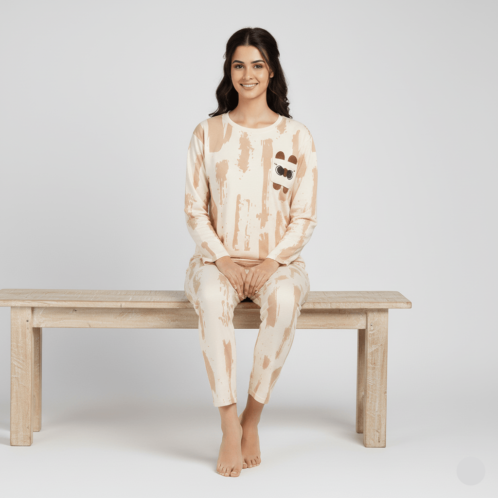 Latte Swirl Padded Pajama Set – Padded Comfort - Zero Bra