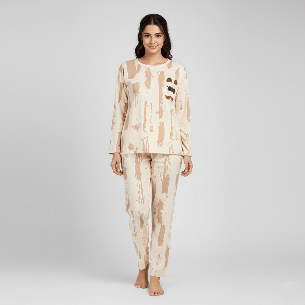 Latte Swirl Padded Pajama Set – Padded Comfort - Zero Bra