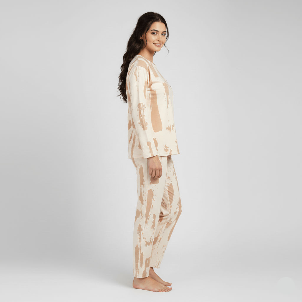 Latte Swirl Padded Pajama Set – Padded Comfort - Zero Bra