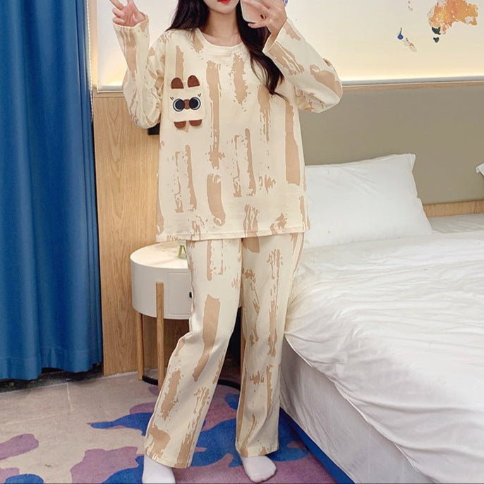 Latte Swirl Pajama Set – Built - In Bra Comfort - Zero Bra