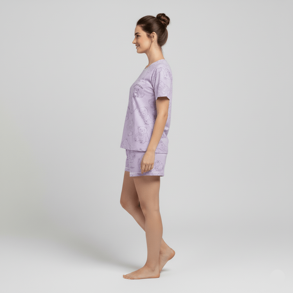Lavender Bear PJ Set – With Padded Bliss - Zero Bra