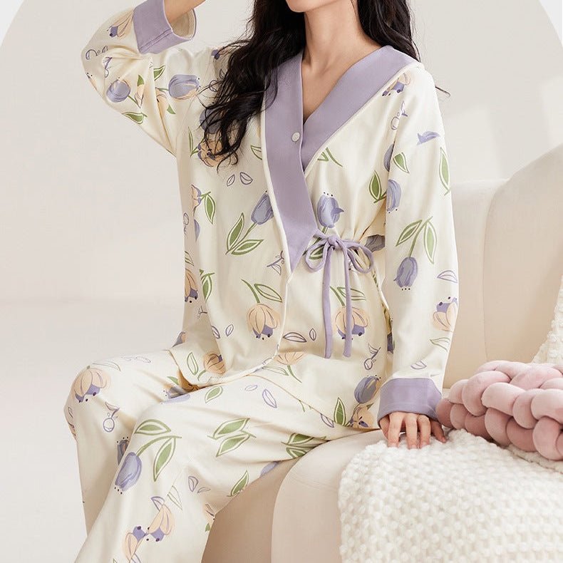 Lavender Bloom Maternity Padded PJ Set – Chic & Bra - Free Comfort - Zero Bra