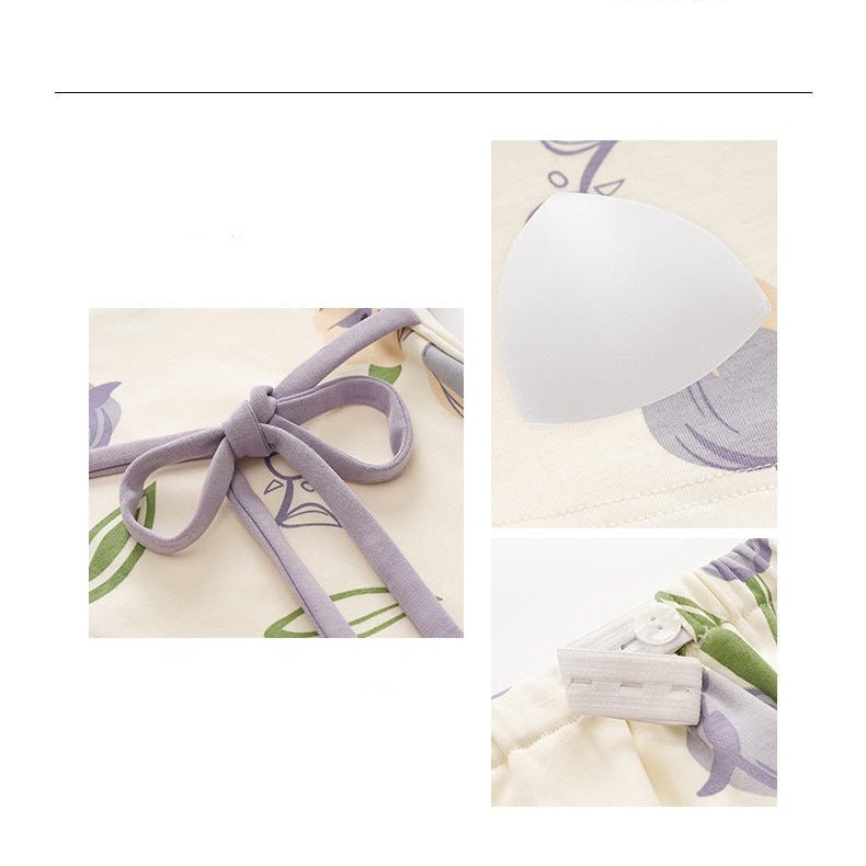 Lavender Bloom Maternity Padded PJ Set – Chic & Bra - Free Comfort - Zero Bra