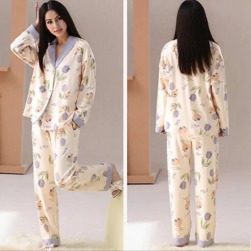 Lavender Bloom Maternity Padded PJ Set – Chic & Bra - Free Comfort - Zero Bra