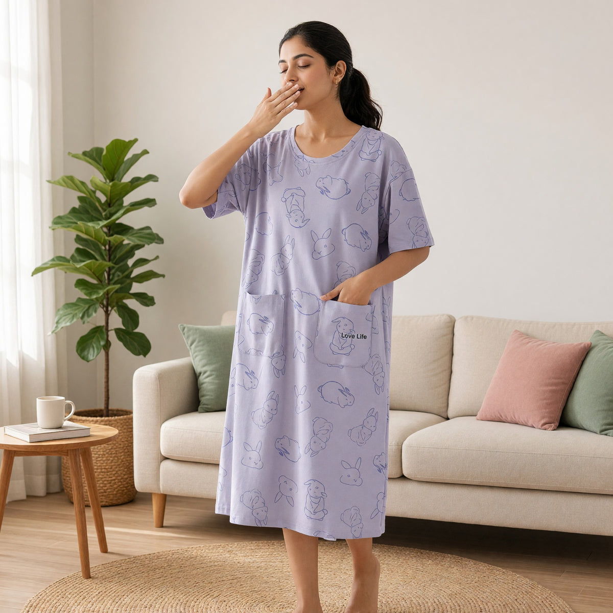 Lavender Bunny Padded Nighty