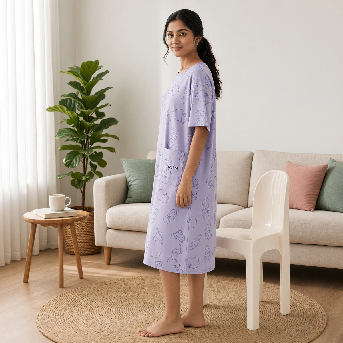 Lavender Bunny Padded Nighty