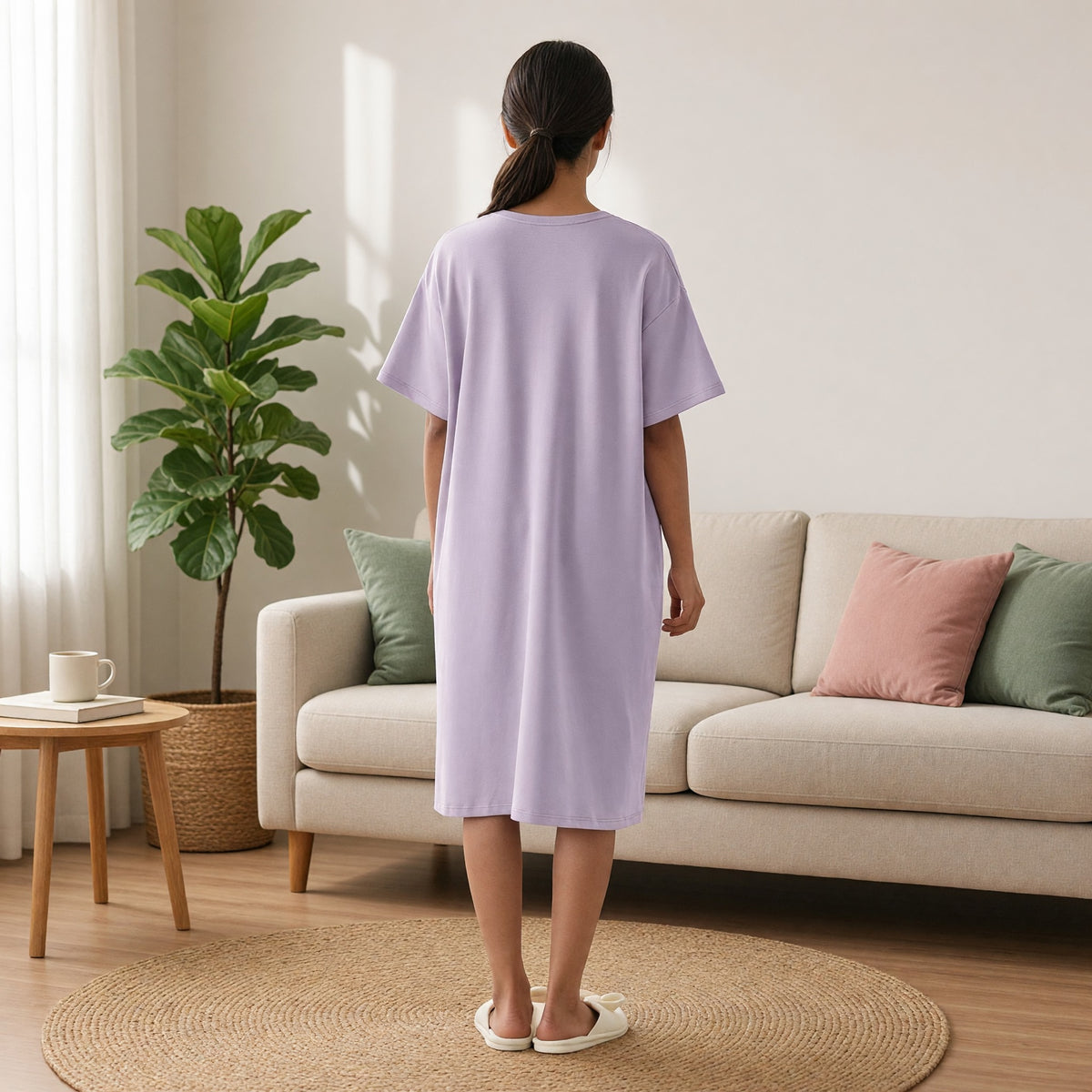 Lavender Cat Padded Nighty