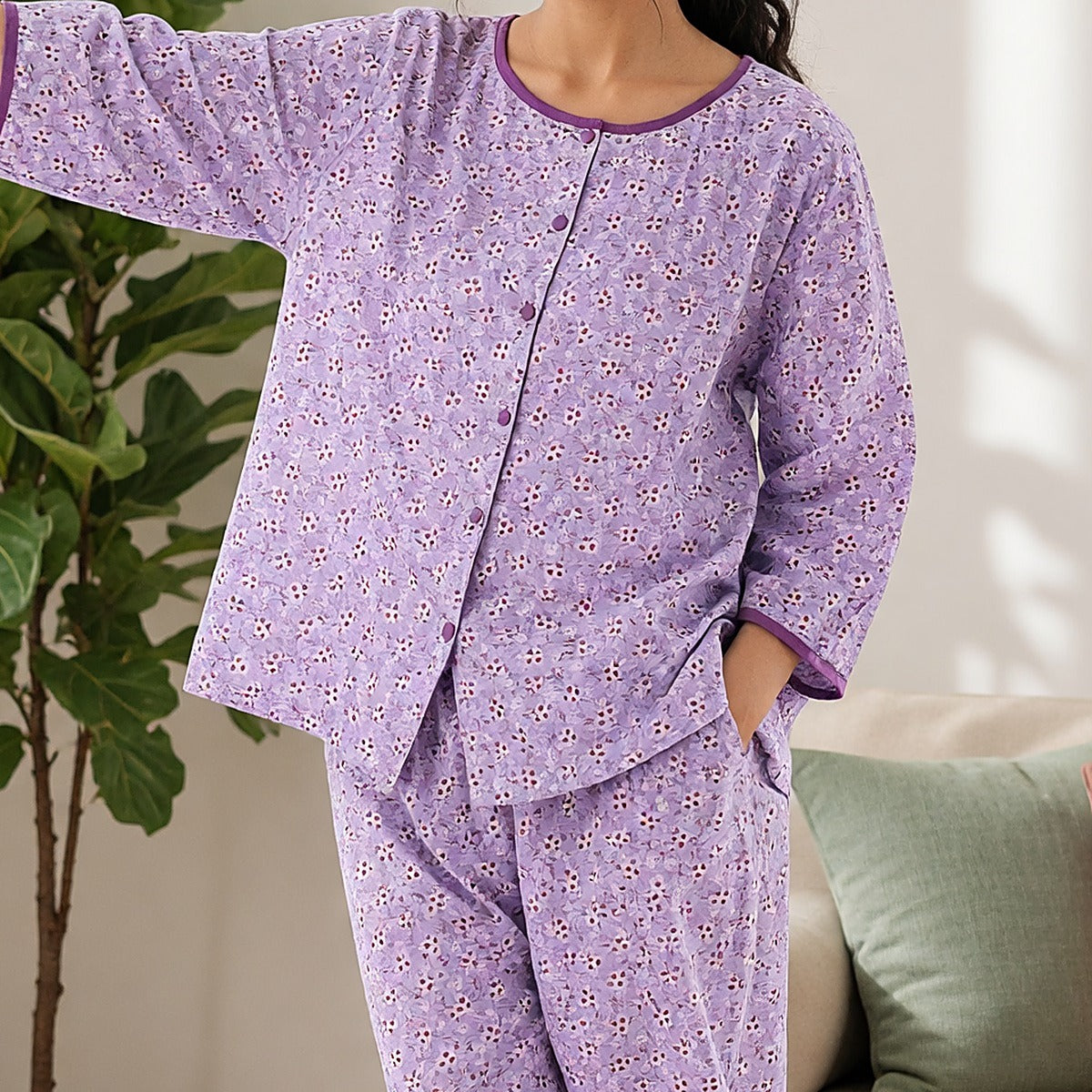 Lavender Meadow Padded Night Suit