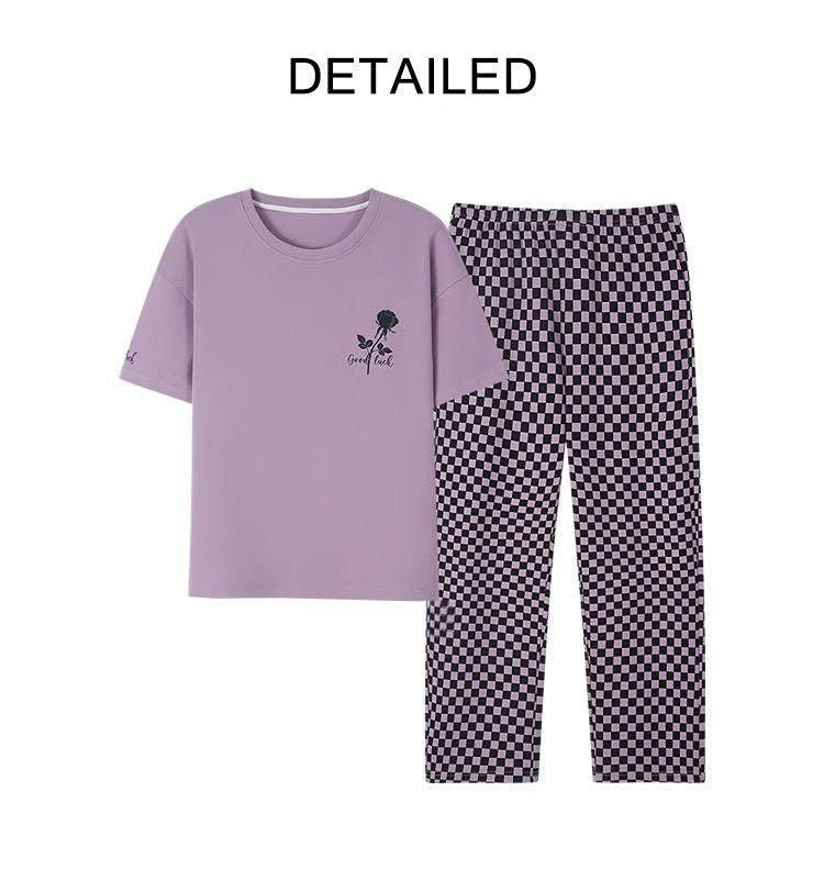 Lilac Checker Dream PJ Set – With Padded Ease - Zero Bra